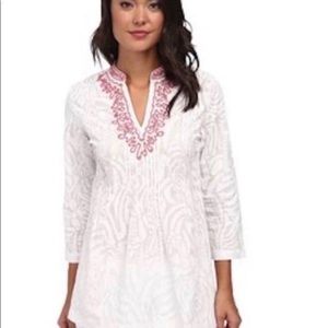 NWT Lilly Pulitzer Sarasota Tunic Top Resort White ‘I’m Game’ Print Sz XXS